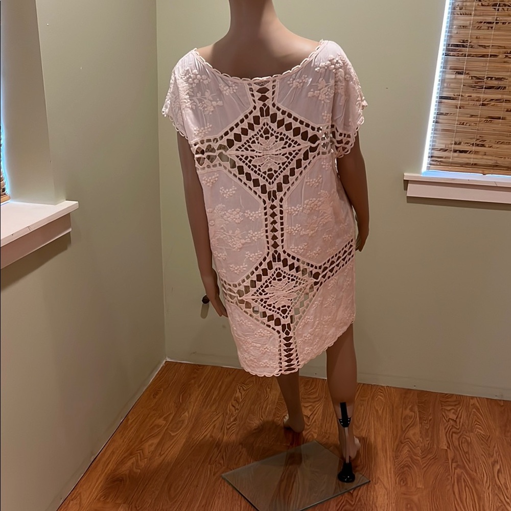 Cream Crochet Swim Cover-Up In 100% Cotton Size M/L - Picture 3 of 7